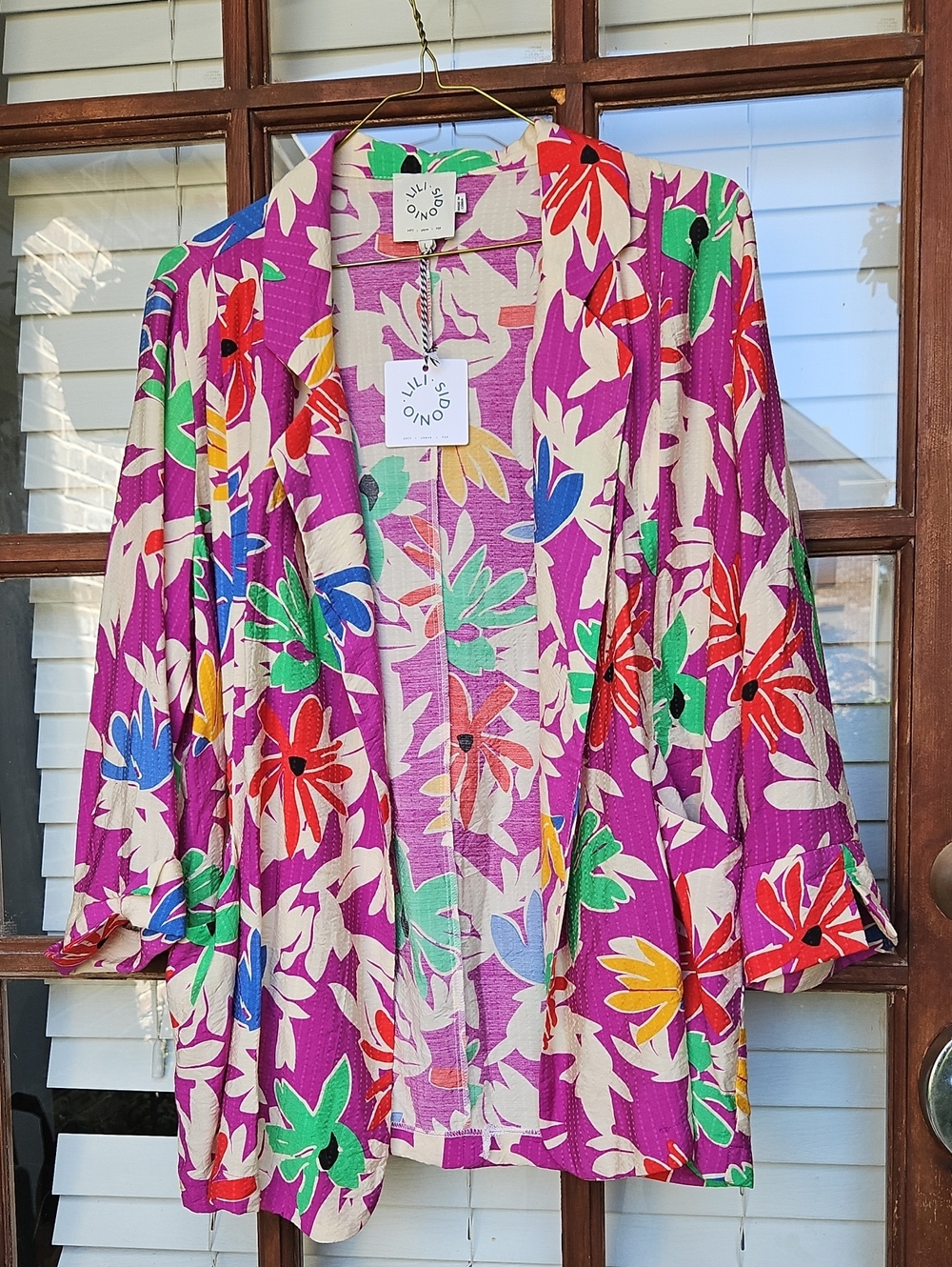 NWT! Lili Sidonio Purple Floral Woven Open-Front Women's Blazer Jacket - Picture 3 of 6
